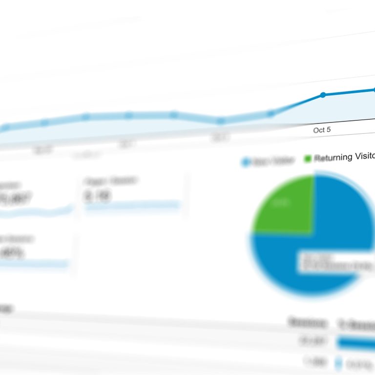 Analytics dashboard on a screen